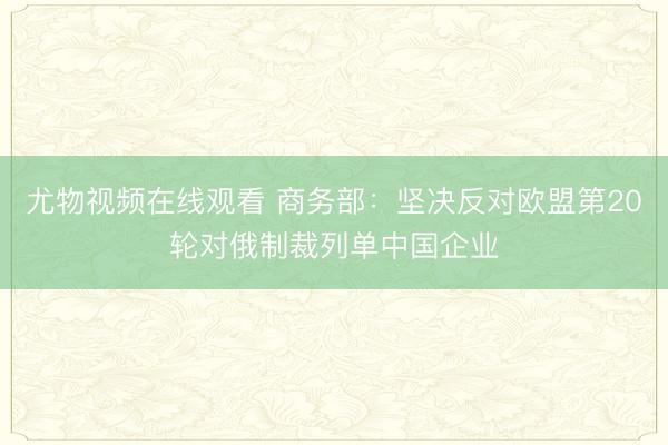 尤物视频在线观看 商务部：坚决反对欧盟第20轮对俄制裁列单中国企业
