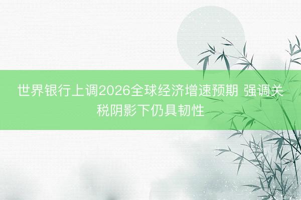 世界银行上调2026全球经济增速预期 强调关税阴影下仍具韧性