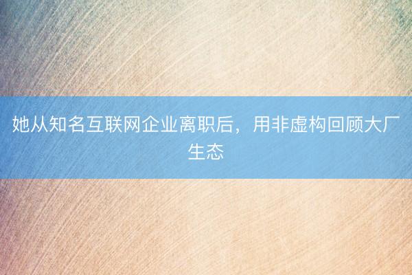 她从知名互联网企业离职后，用非虚构回顾大厂生态