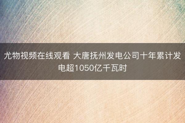 尤物视频在线观看 大唐抚州发电公司十年累计发电超1050亿千瓦时