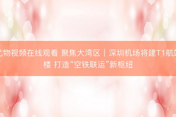 尤物视频在线观看 聚焦大湾区｜深圳机场将建T1航站楼 打造“空铁联运”新枢纽
