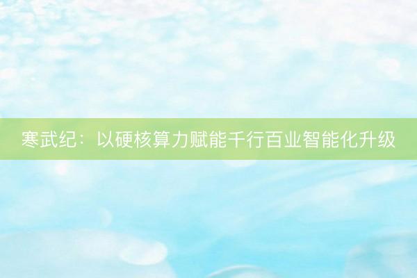寒武纪：以硬核算力赋能千行百业智能化升级