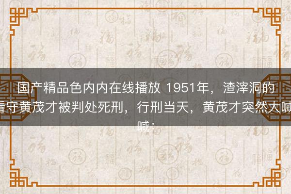 国产精品色内内在线播放 1951年，渣滓洞的看守黄茂才被判处死刑，行刑当天，黄茂才突然大喊：