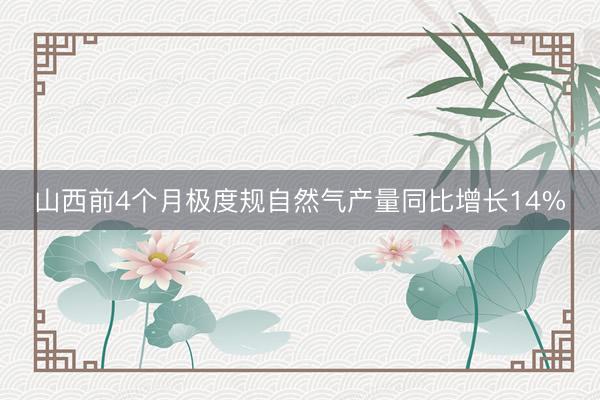 山西前4个月极度规自然气产量同比增长14%