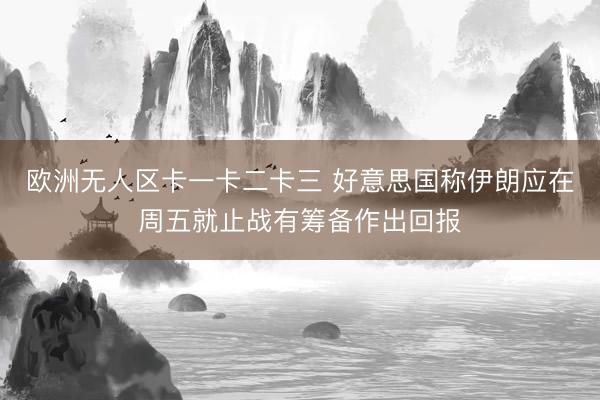 欧洲无人区卡一卡二卡三 好意思国称伊朗应在周五就止战有筹备作出回报