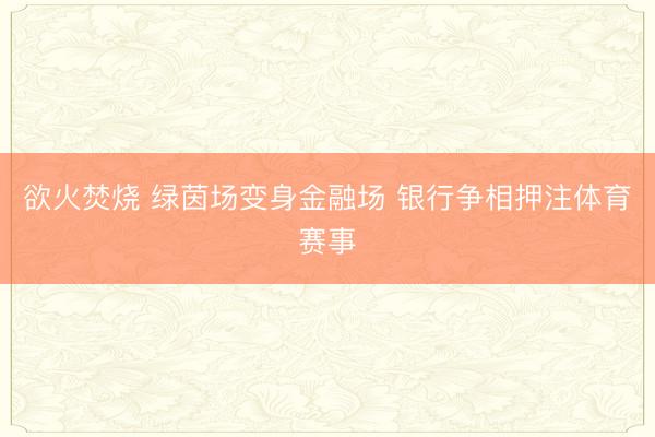 欲火焚烧 绿茵场变身金融场 银行争相押注体育赛事
