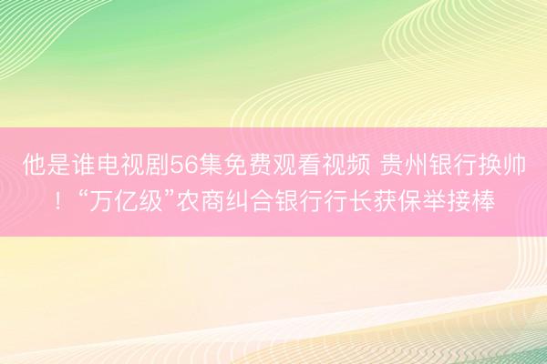 他是谁电视剧56集免费观看视频 贵州银行换帅！“万亿级”农商纠合银行行长获保举接棒