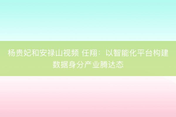 杨贵妃和安禄山视频 任翔：以智能化平台构建数据身分产业腾达态