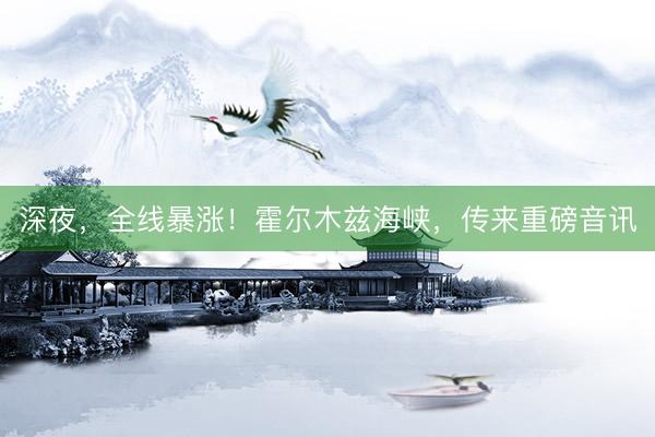 深夜,全线暴涨!霍尔木兹海峡,传来重磅音讯